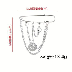 Metal Chain Pin Ins Tide Brooch Hip Hop Decoration Unisex