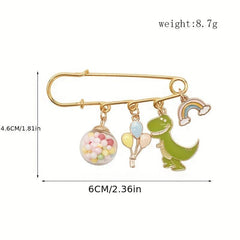 Dino Balloon Rainbow Bridge Brooch Cartoon Pin Anti-light Buckle