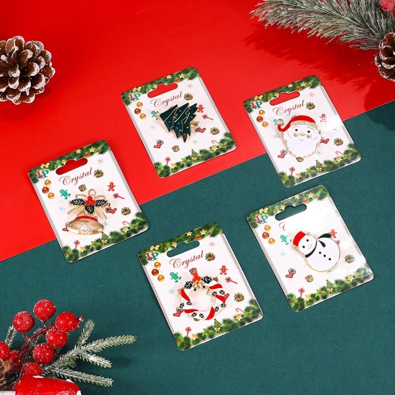Christmas Drip Oil Santa Claus Tree Wreath Snowman Brooch