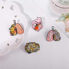 Human Organ Flower Brooch For Men