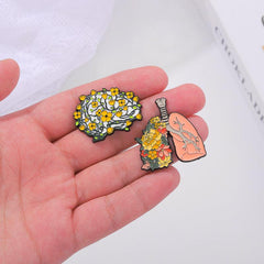 Human Organ Flower Brooch For Men