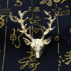 Men's Elk Brooch Golden Antlers Pin Christmas Gift