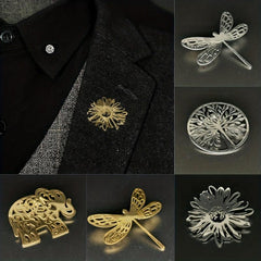 Stainless Steel Hollow Chrysanthemum Tree Of Life Brooch