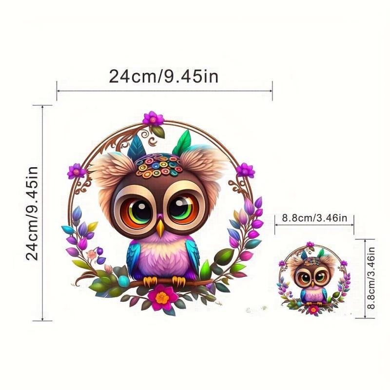2pcs Owl Iron on Patches for Men DIY Printing, Washable Heat Press Stickers