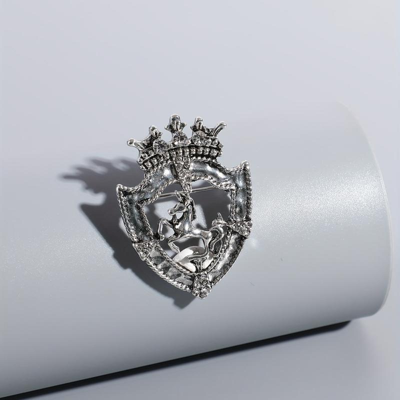 Vintage Shield Horse Men's Brooch