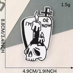 8pcs Skull Embroidery Patches Cloth Stickers For Men