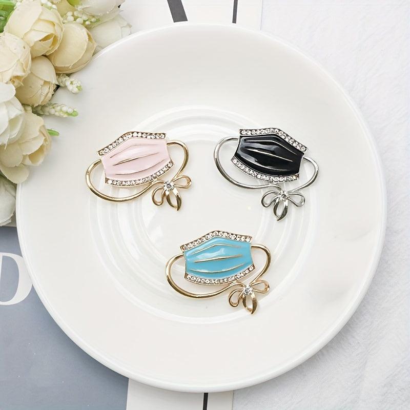 Alloy Diamond Mask Brooch For Men Rhinestone Drop Oil Corsage