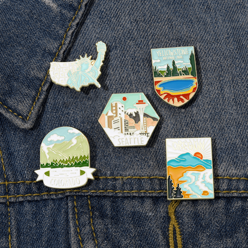 Landscape River Architecture Brooch For Men