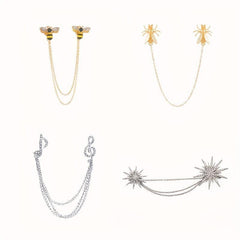 Music Note Snowflake Tassel Chain Brooch Insect Bee Cicada Beetle Tassel Chain