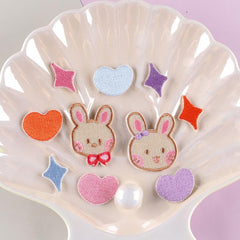 10pcs Cartoon Heart Star Rabbit Embroidery Patches DIY Clothes Accessories