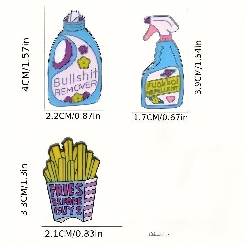 Laundry Liquid Bottle Brooch French Fries Box Milk Spray Styling Brooch For Men