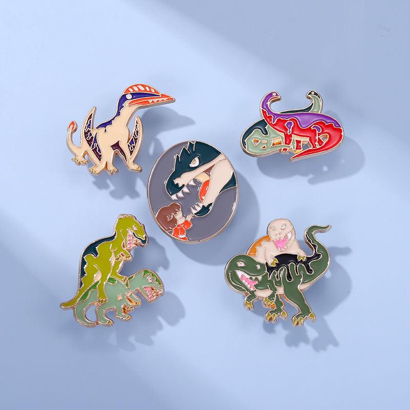 Dinosaur Cartoon Animal Joker Drop Brooch for Men