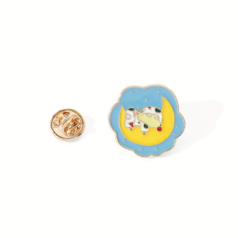 Moon Flower Brooch Pajamas Animal Badge for Men