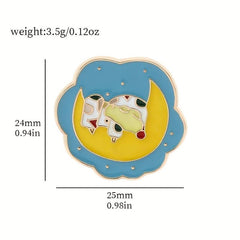 Moon Flower Brooch Pajamas Animal Badge for Men
