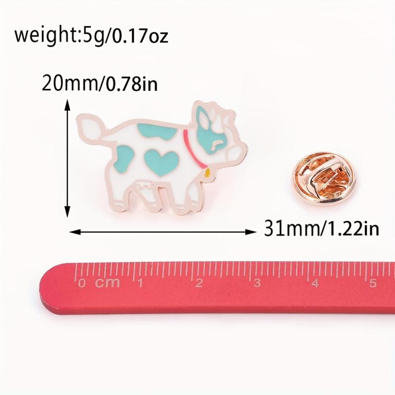 Pink Cow Brooch Metal Lapel Pin Accessories Cartoon Jewelry