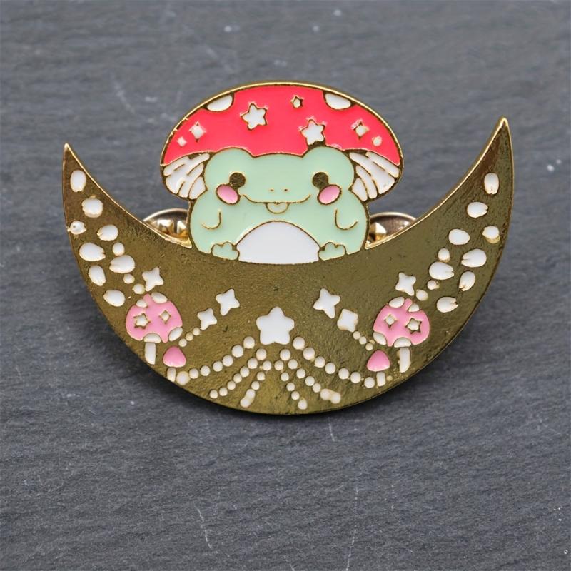 Creative Frog Mushroom Pattern Brooch for Men