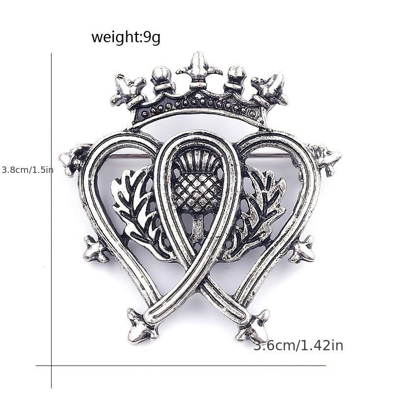 Vintage Crown Heart Brooch Film TV Backpack Jacket Hat Scarf Accessory