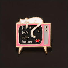 Stay Home Swing Rotten TV Cat Brooch Men
