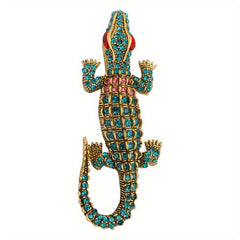 Crocodile Brooch Men's Suit Rhinestone Animal Accessories