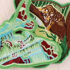 2pcs Boys Tiger Dolphin Embroidery DIY Patch for Clothes Backpack Hat