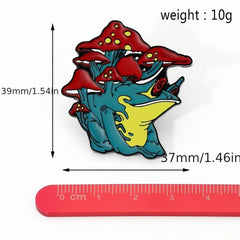 European American Frog Back Mushroom Brooch Alloy Drip Oil Frog Pin