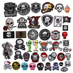 Punk Skull Embroidered Patches for Men