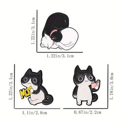Gray & Cat Brooch Reading Cat Couple Dripping Oil Paint Alloy Jewelry Men