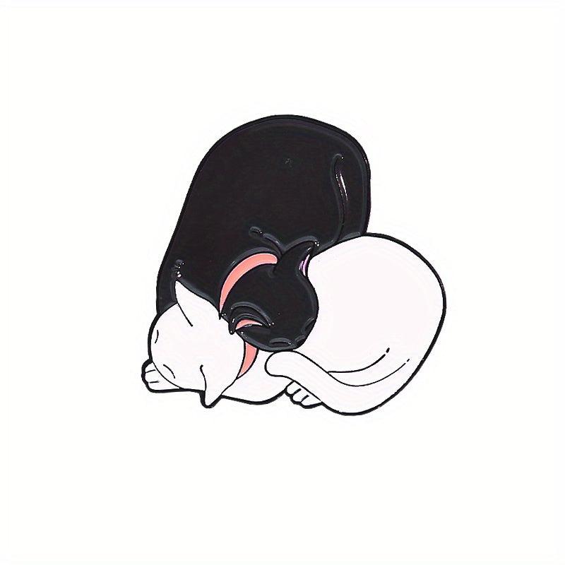 Gray & Cat Brooch Reading Cat Couple Dripping Oil Paint Alloy Jewelry Men