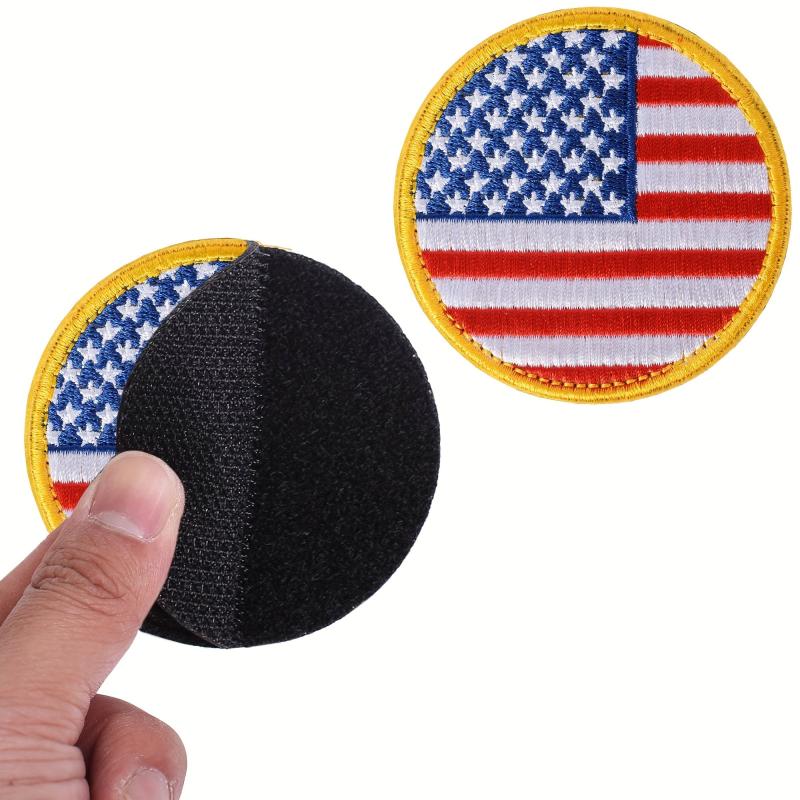 J CARP 2pcs Round Tactical U S Flag Patches For Men Flag Insignia Patch