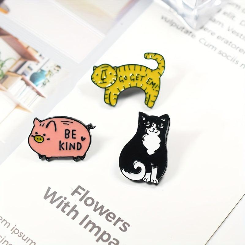 Animal Brooch Pig Cat Tiger Badge Bags Clothes Accessories For Men