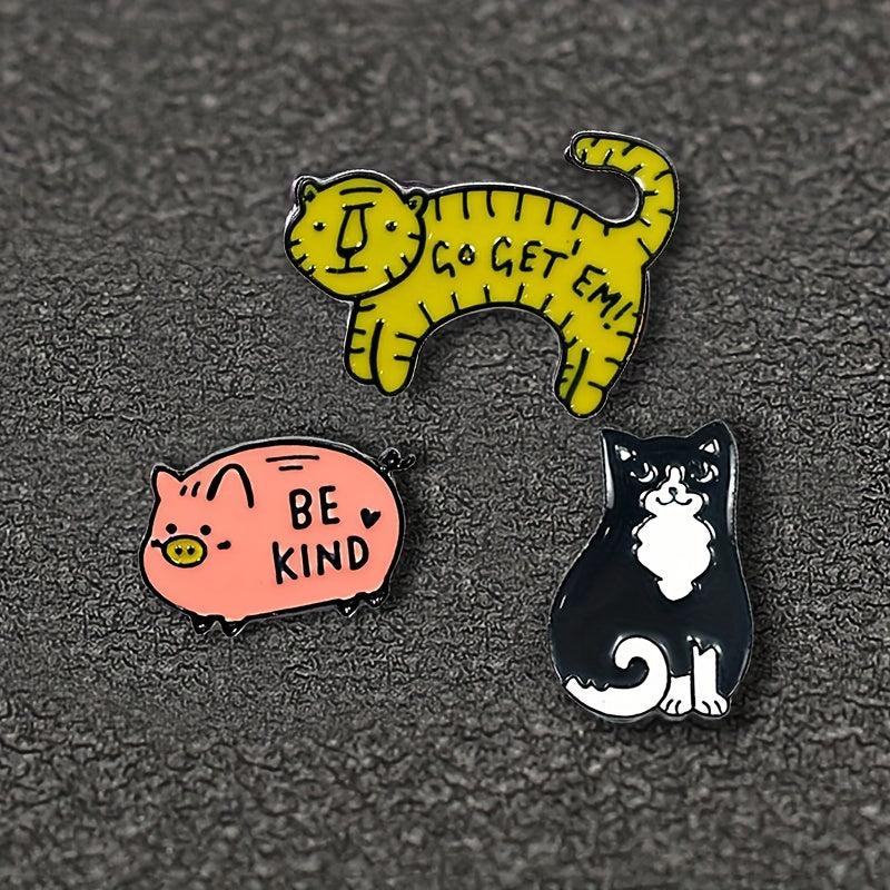 Animal Brooch Pig Cat Tiger Badge Bags Clothes Accessories For Men