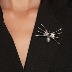 Gothic Inlaid Spider Brooch for Men