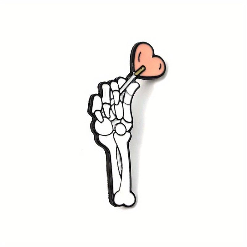 Halloween Punk Couple Brooch Love Lollipop Skeleton Hand Gift