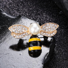 Enamel Pearl Bee Brooch Men Women