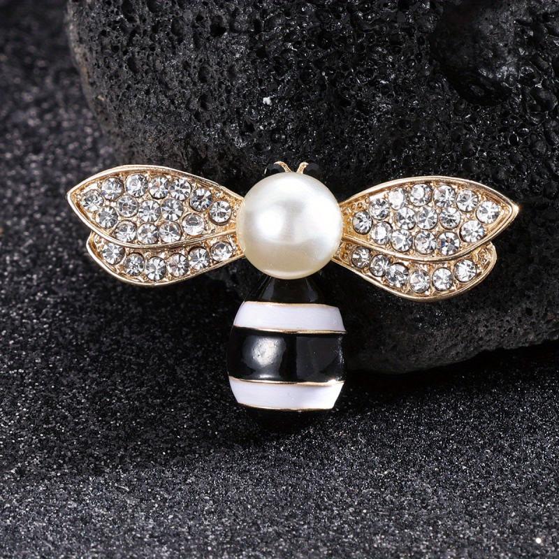 Enamel Pearl Bee Brooch Men Women