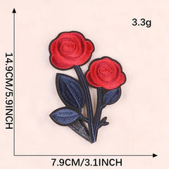 2pcs Embroidered Rose Flower Patch Iron on Model Cloth Sticker