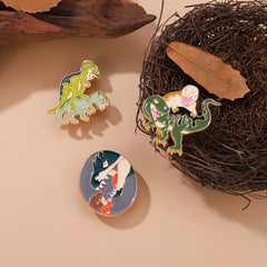 Dinosaur Enamel Pins Retro Lapel Badges Backpack Decor Brooches