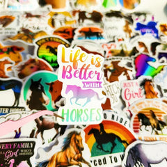 50pcs Cartoon Horse Riding Vinyl Waterproof Stickers for Laptop Skateboard Phone