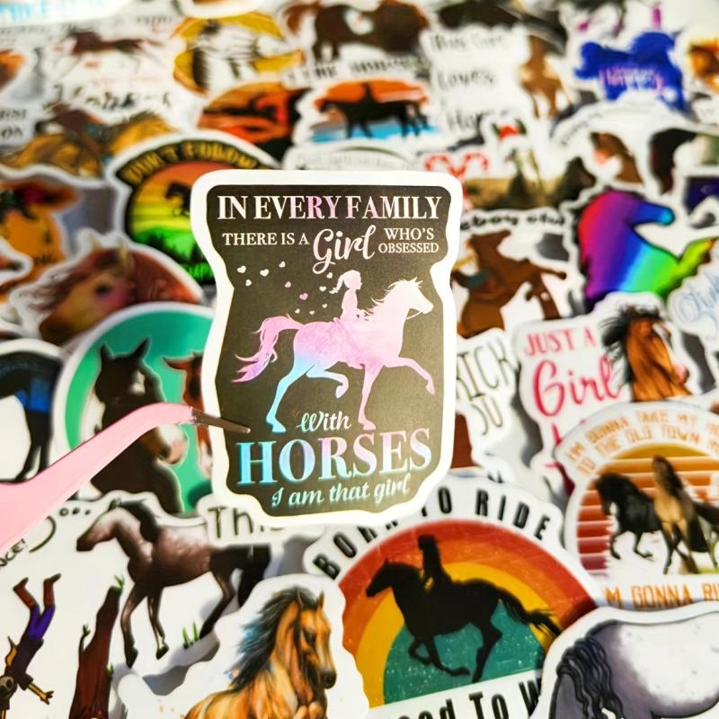 50pcs Cartoon Horse Riding Vinyl Waterproof Stickers for Laptop Skateboard Phone