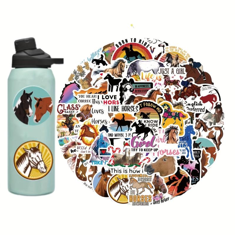 50pcs Cartoon Horse Riding Vinyl Waterproof Stickers for Laptop Skateboard Phone