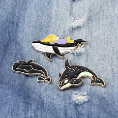 3pcs Whale Cowboy Badge Collar Brooch For Men