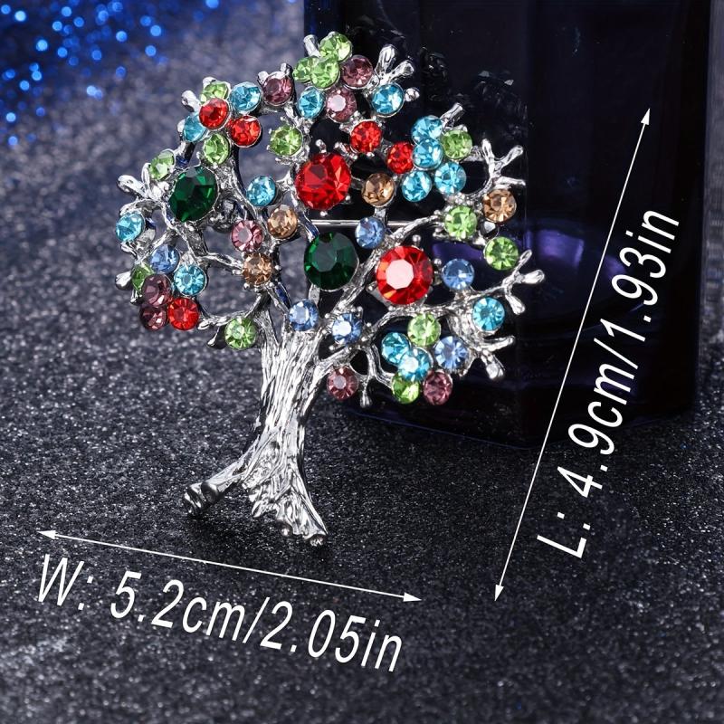 Life Tree Rhinestone Brooch, Colorful Christmas Tree Pin