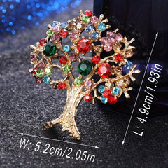 Life Tree Rhinestone Brooch, Colorful Christmas Tree Pin