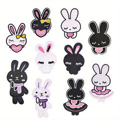 10pcs Cartoon Rabbit Iron On Patches For Girls