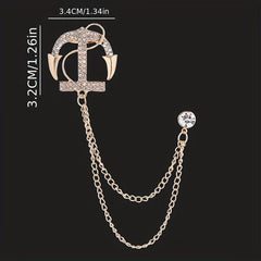 Men's Navy Artificial Diamond Anchor Brooch Coat Pin