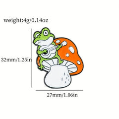 Mushroom Frog Ejection Guitar Brooch Forest Elf Bag Accessory