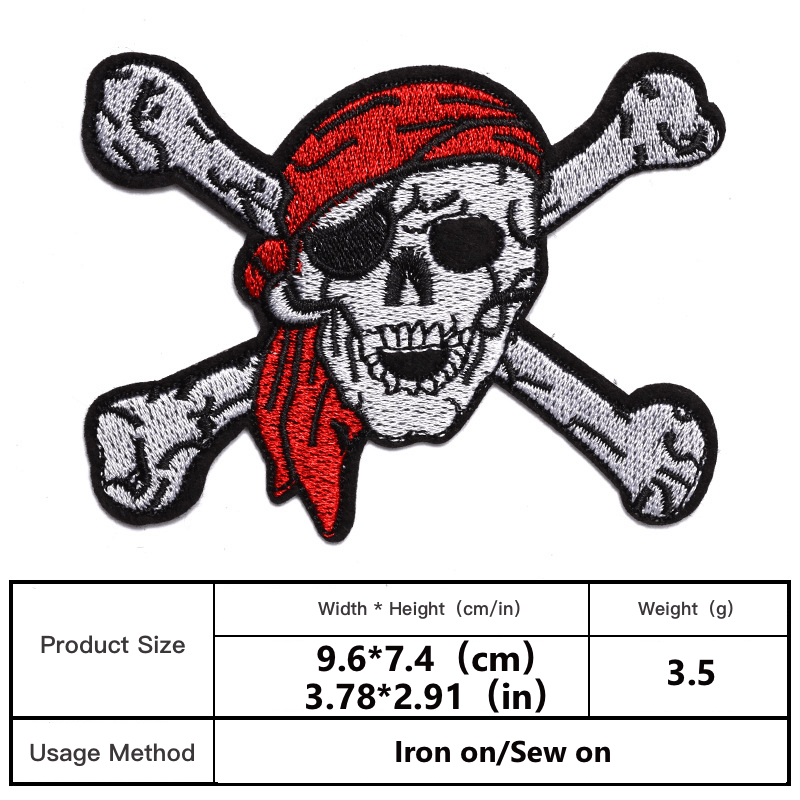 Punk Skull Embroidery Patch For Men - Clothing Decoration