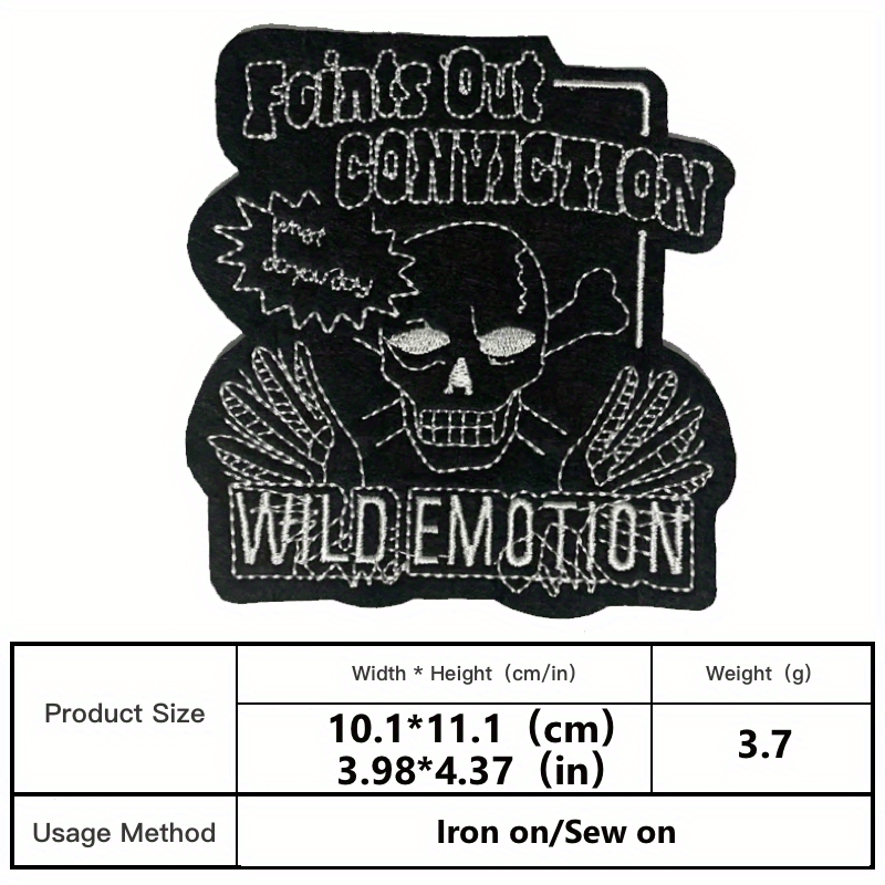 Punk Skull Embroidery Patch For Men - Clothing Decoration