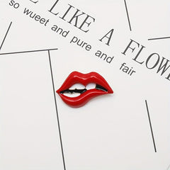 Red Lips Brooch Cartoon Enamel Pin Scarf Buckle Decorations