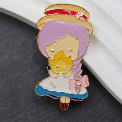 Cartoon Girl Enamel Brooch Pin for Men